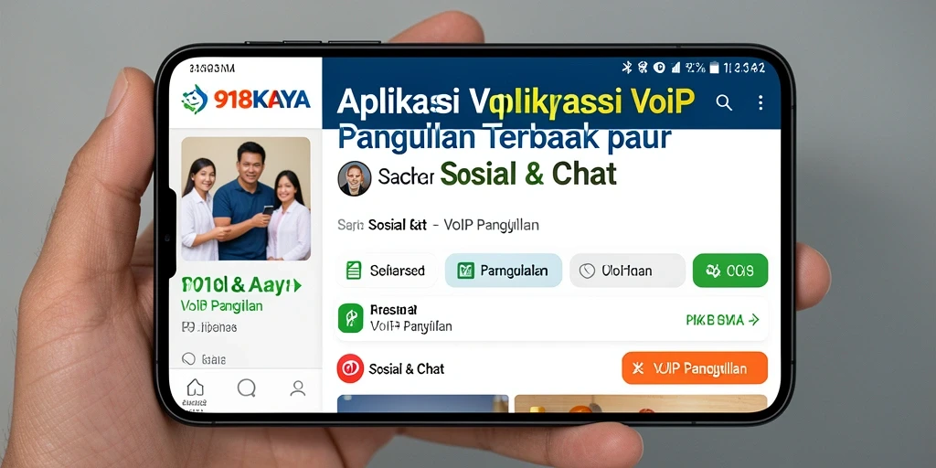 Tampilan antarmuka aplikasi VoIP Panggilan 918KAYA yang menarik.