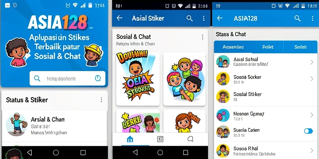 Interface ASIA128 dengan pilihan stiker colorful dan menarik.