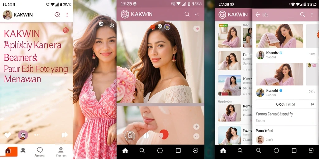 Antarmuka KAKWIN yang menarik dengan fitur Kamera Beautify.