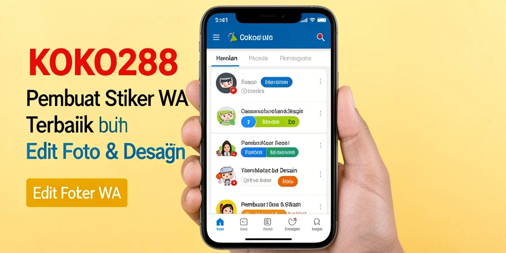 Tampilan antarmuka KOKO288 untuk pembuatan stiker WhatsApp.