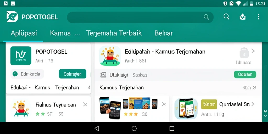 Antarmuka aplikasi POPOTOGEL yang ramah pengguna untuk Kamus Terjemahan.