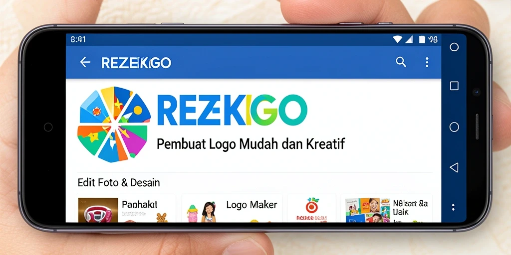 Tampilan antarmuka user-friendly REZEKIGO untuk pembuatan logo.