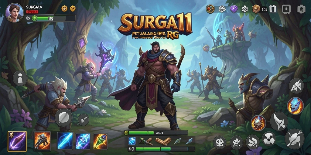 Antarmuka menarik dalam game RPG SURGA11 yang menampilkan petualangan penuh warna.